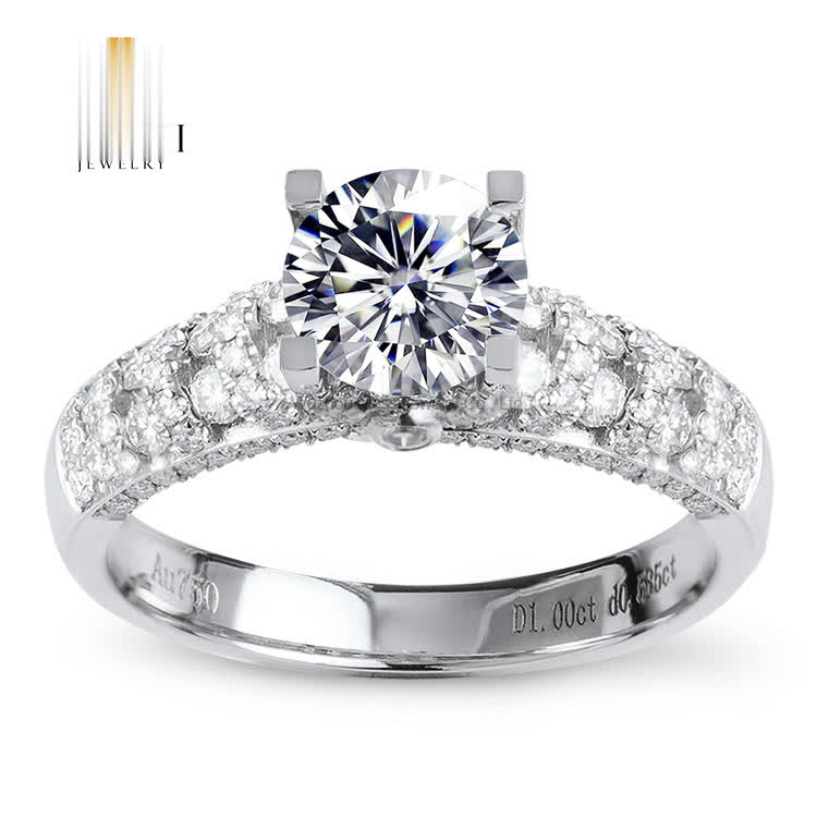 1 carat white gold wedding moissanite gold ring fashion - Buy 1 carat gold ring, 1 carat gold jewelry, Moissanite Wedding Rings Product on Wuzhou Messi Gems Co.,LTD