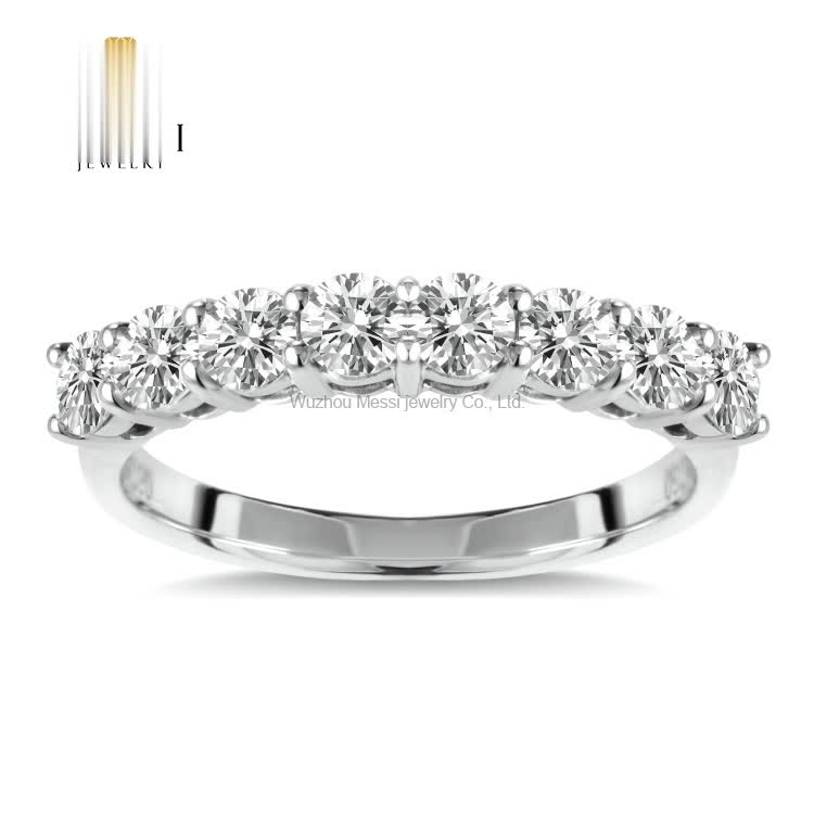 Half eternity Ring 14K 18K White Gold Jewelry wedding moissanite rings - Buy moissanite gold ring, real gold jewelry, moissanite wedding gold ring Product on Wuzhou Messi Gems Co.,LTD