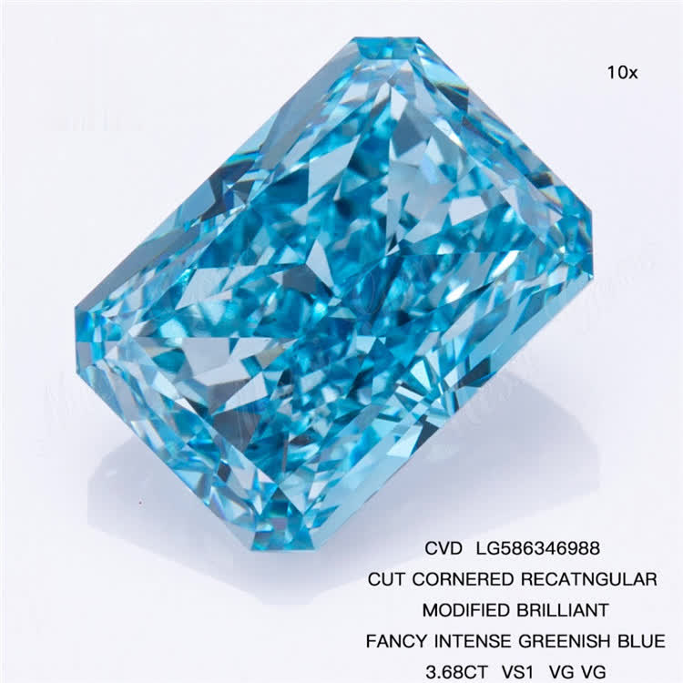 3.68CT VS1 VG VG RECATNGULAR FANCY BLUE 3ct Blue Lab Grown Diamond CVD