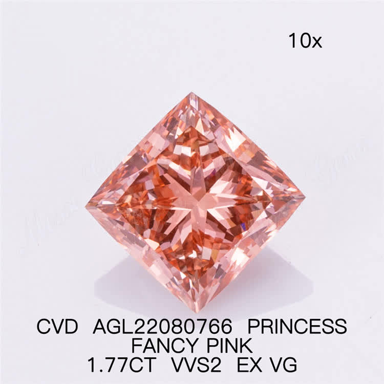 1.77ct Wholesale Lab Diamonds Pink VVS2 EX VG CVD PRINCESS FANCY PINK Diamond