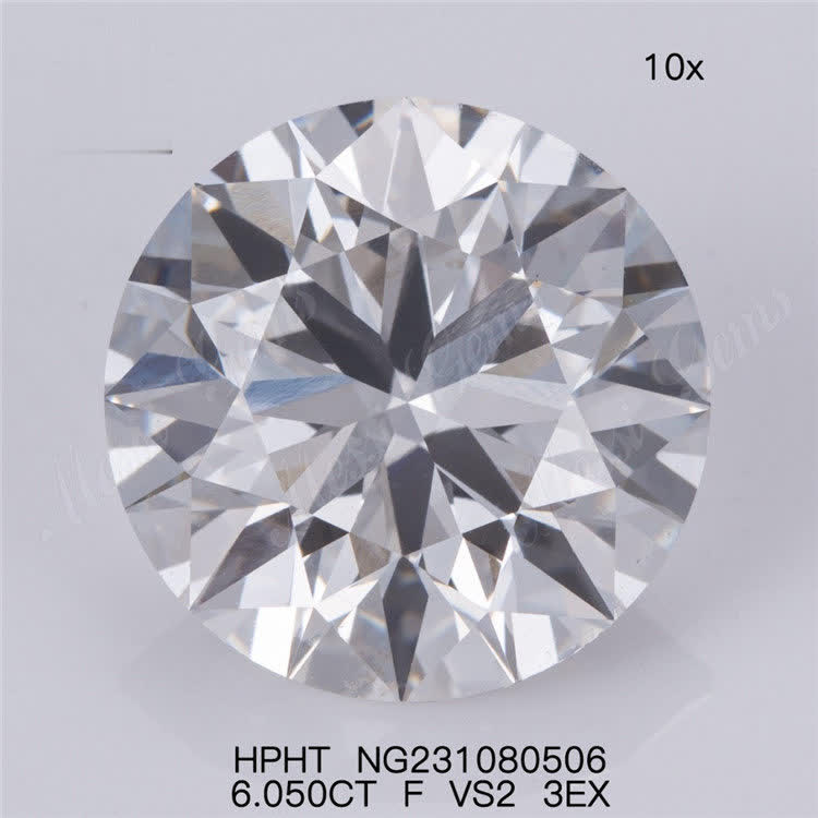 6.050CT F hpht loose lab diamond sale RD best sell loose hpht largest man made diamond