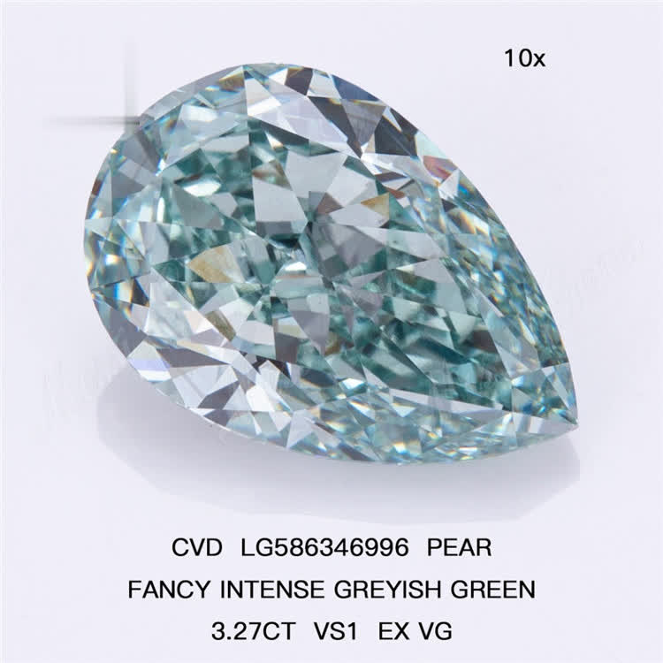 3.27CT VS1 EX VG FANCY INTENSE GREYISH GREEN ps diamonds cvd green CVD