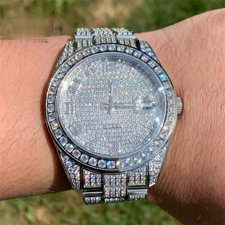 Custom Luxury Womens Moissanite Diamond Watch - Buy moissanite diamond watch, mens moissanite watch, moissanite watches for sale Product on Wuzhou Messi Gems Co.,LTD