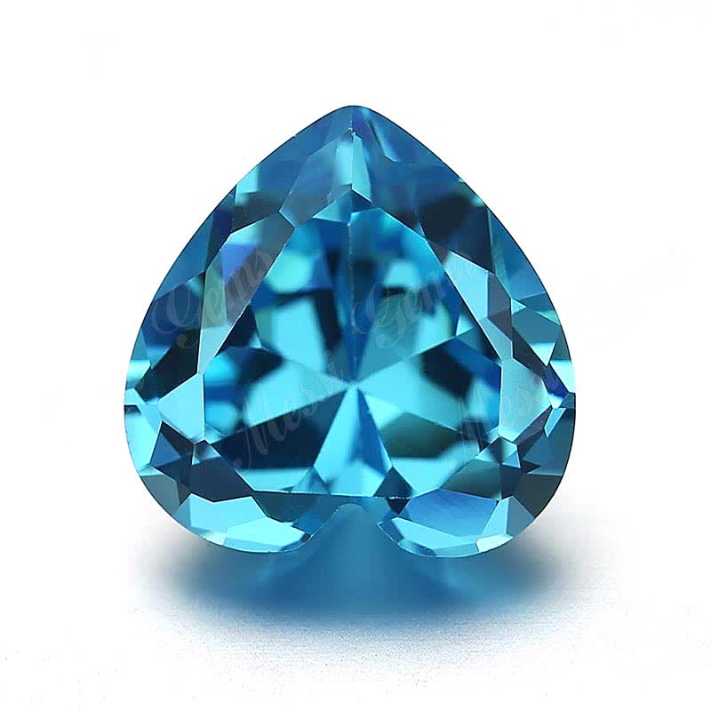 Loose Gemstone Heart cut 9mm Aquamarine cubic zirconia stones