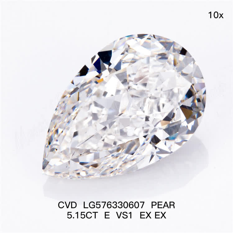 5.15CT E VS1 EX EX custom PEAR lab grown diamonds CVD