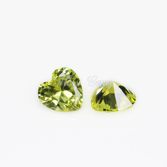 Loose Gemstone Heart cut 5X5mm Color play or fire peridot cubic zirconia