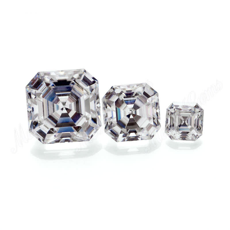 Color play or fire Loose gemstone VVS White Asscher cut Moissanite