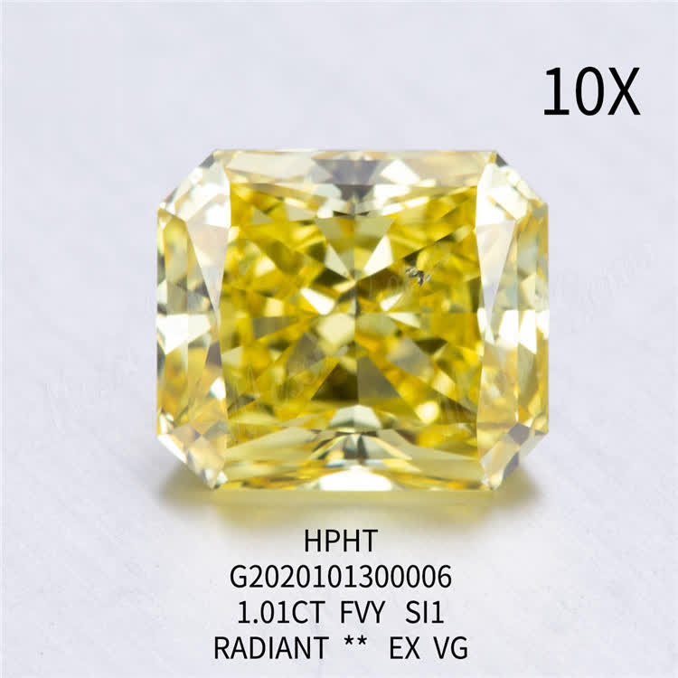 1.01ct FVY Radiant cut loose lab grown diamond VG - Buy 1.01ct lab grown diamond, 1ct lab grown diamond VG, 1ct loose lab grown diamond VG Product on Wuzhou Messi Gems Co.,LTD