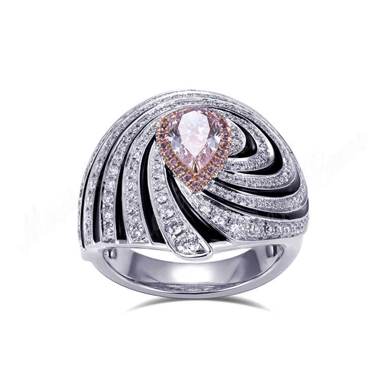 The Allure of 2 carat Pink Lab-Grown Diamond Pear Shaped Diamond Ring