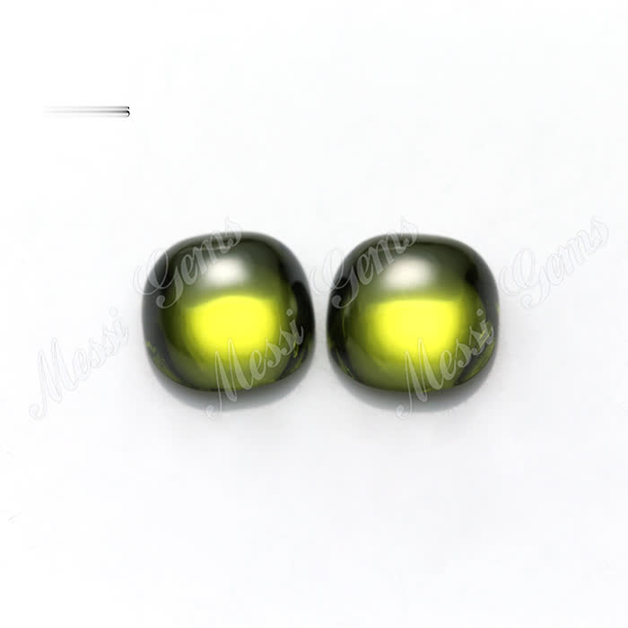 Olive color play or fire Cushion-CAB cubic zirconia wholesale price 10x10mm