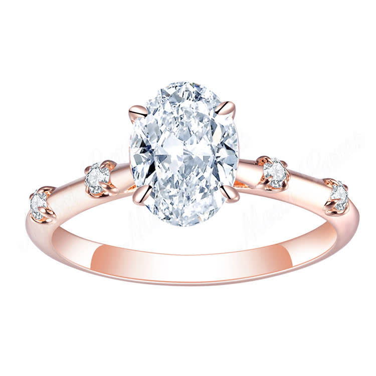custom wedding rose gold ring IGI lab grown diamond oval ring
