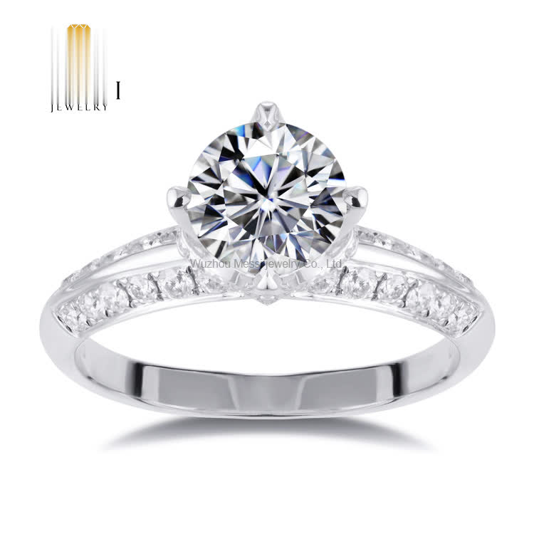 Customized 4 Claw Moissanite ring 14k 18K White Gold Jewelry - Buy Vvs White Moissanite Ring, fashion gold ring, moissanite Wedding Ring For Women Product on Wuzhou Messi Gems Co.,LTD
