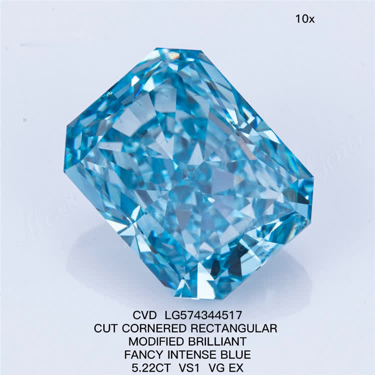 5.22CT VS1 VG EX RECTANGULAR FANCY INTENSE BLUE CVD 5ct blue diamond