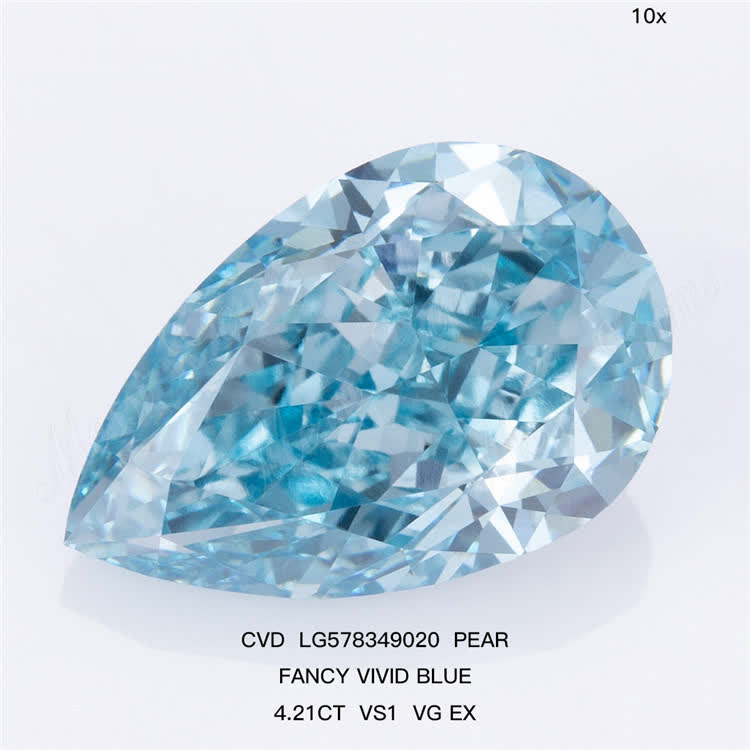4.21CT VS1 VG EX PEAR Fancy Vivid Blue Diamond CVD