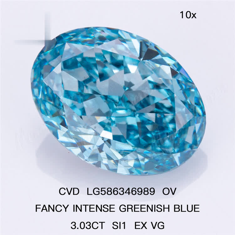 3ct Blue OV Diamond Price SI1 EX VG FANCY INTENSE GREENISH BLUE Diamond CVD