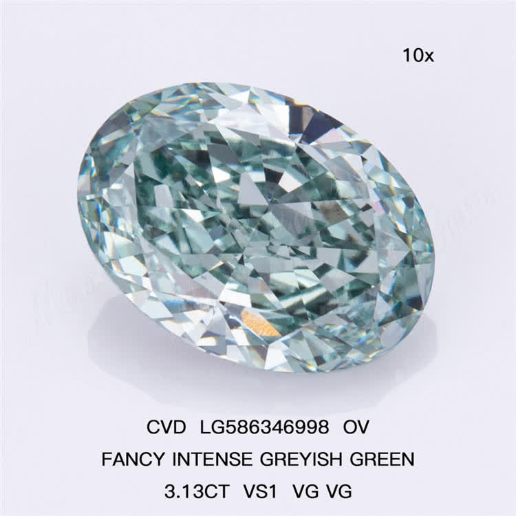 3ct Oval Fancy Green Diamond OV FANCY INTENSE GREYISH GREEN CVD
