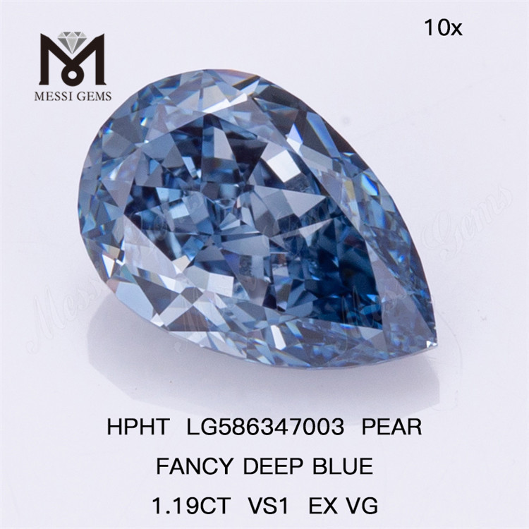 1.19CT VS1 PEAR FANCY DEEP BLUE EX VG HPHT Blue Hpht Diamond Cost