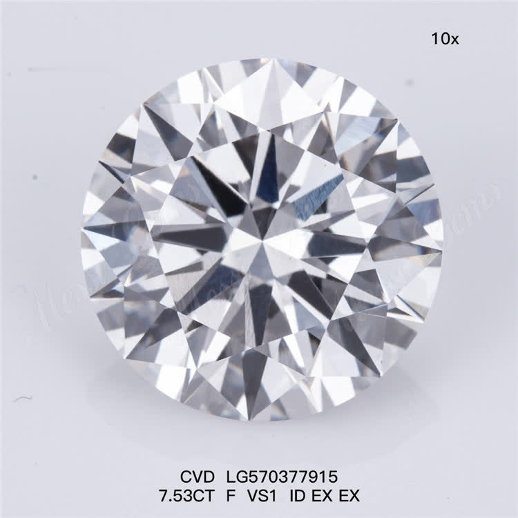 7.53CT F VS1 ID EX EX price lab grown diamond CVD