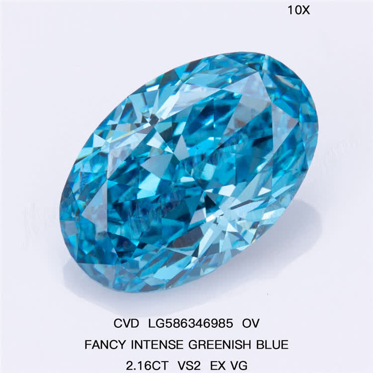 2.16CT VS2 EX VG OV FANCY INTENSE GREENISH BLUE 2ct Blue Diamond CVD