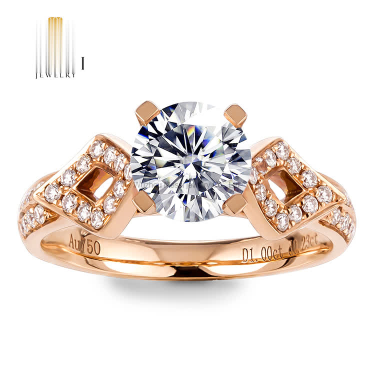 18K Rose Gold Jewelry DEF Moissanite 1 Carat Engagement Ring - Buy 1 carat gold ring, 1 carat gold jewelry, moissanite gold ring Product on Wuzhou Messi Gems Co.,LTD