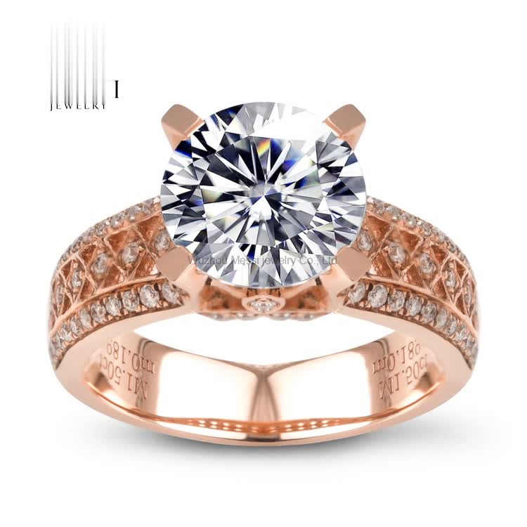 1.5 carat Rose gold wedding custom moissanite gold ring for women - Buy 1.5 carat gold ring, 1.5 carat gold jewelry, 1.5 carat real gold jewelry Product on Wuzhou Messi Gems Co.,LTD