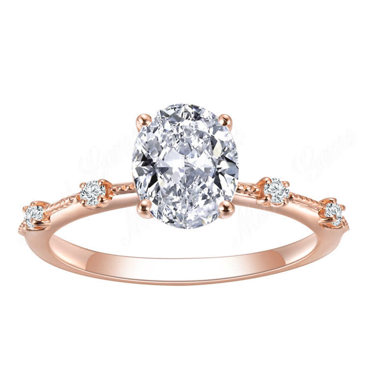 2carat 14k rose gold lab diamond oval diamond ring on sale