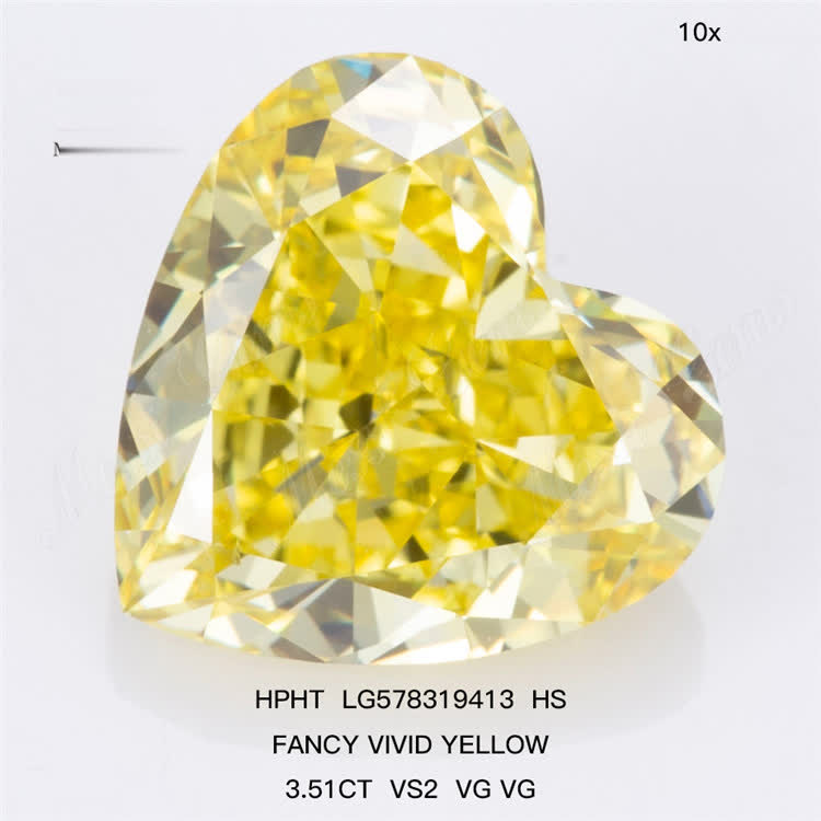 3.51CT HS FANCY VIVID YELLOW VS2 VG VG Fancy HPHT Diamond