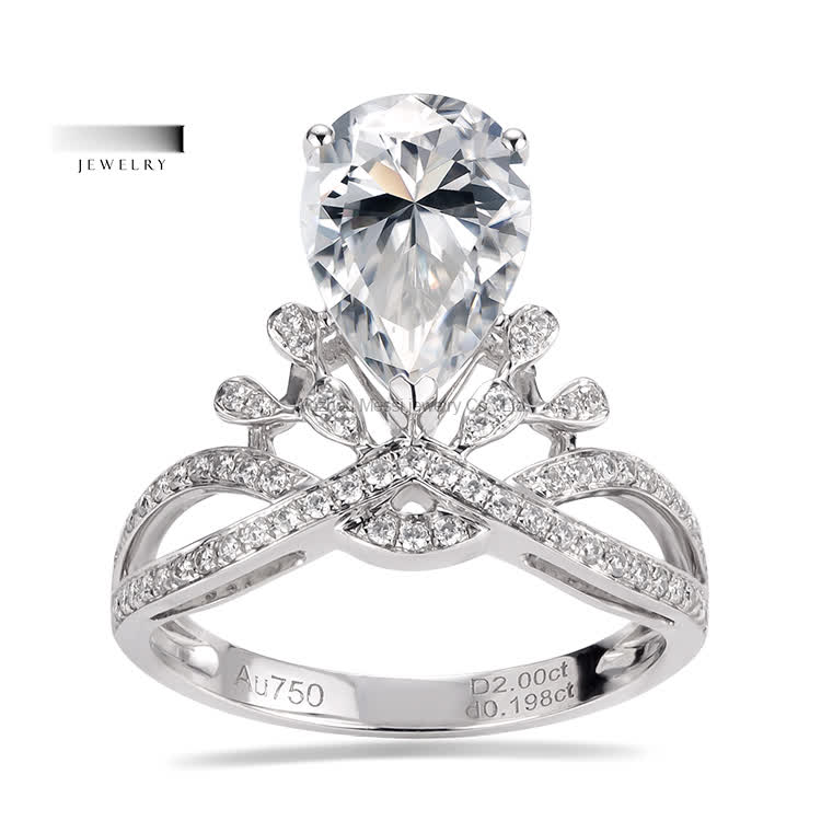 Moissanite diamond wedding ring 14k 18k fashion moissanite ring - Buy moissanite ring, wedding ring custom, gold jewelry Product on Wuzhou Messi Gems Co.,LTD