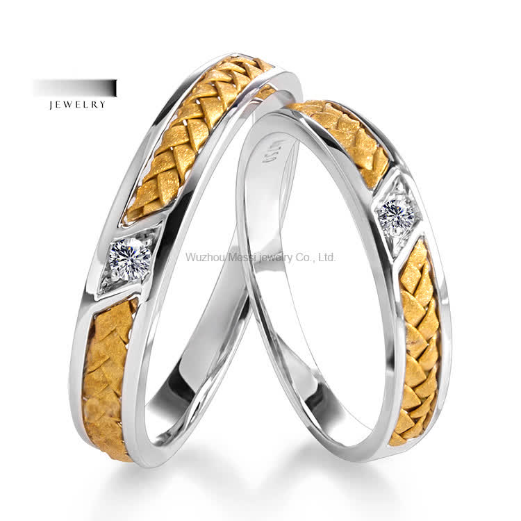 18K white gold yellow gold diamond couple rings gold