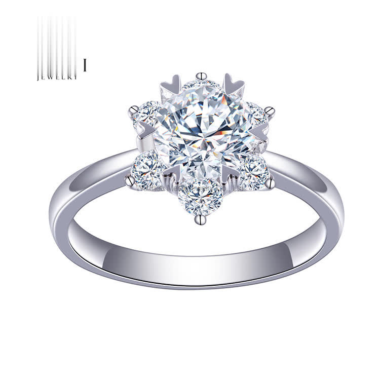 6 prong 14k 18k white gold lab diamond engagement ring