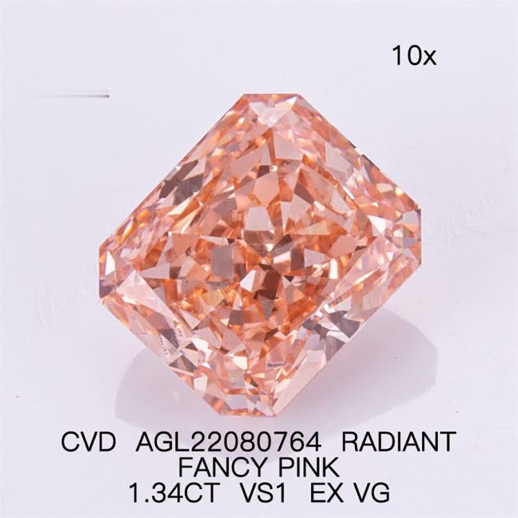 1.34ct wholesale lab diamonds pink RADIANT FANCY PINK VS1 EX VG CVD