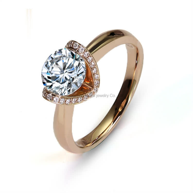 1ct moissanite rose gold ring Bar Setting moissanite wedding rings - Buy Moissanite Rings, 1 carat rose gold ring, moissanite gold ring Product on Wuzhou Messi Gems Co.,LTD
