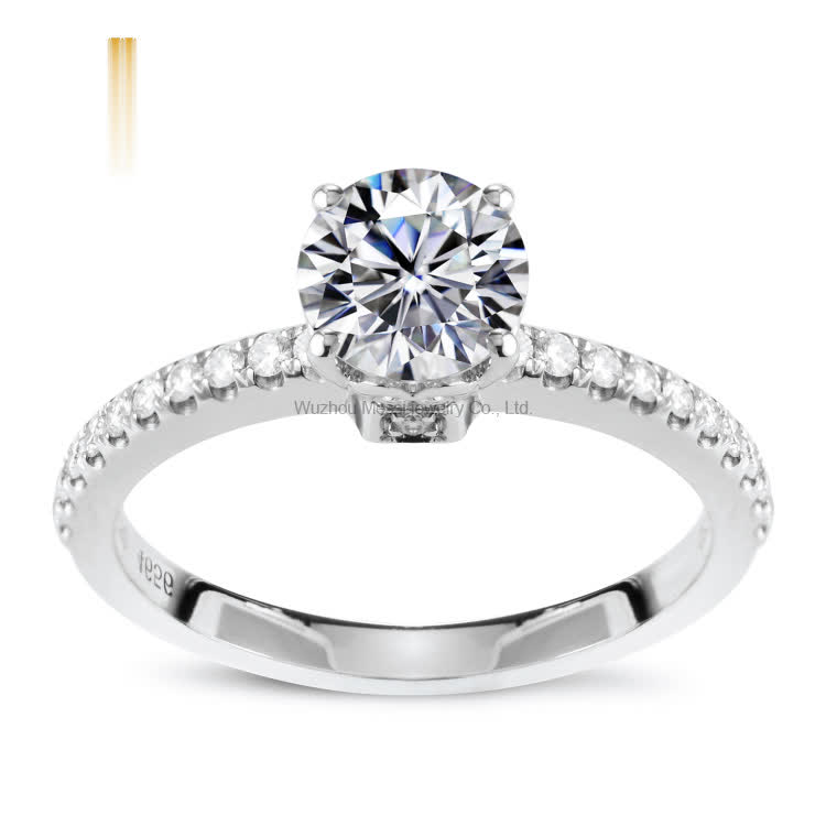 1 carat 18k white gold moissanite ring for women wedding rings - Buy 1 carat gold ring for women, 1ct custom gold ring, moissanite wedding gold ring Product on Wuzhou Messi Gems Co.,LTD