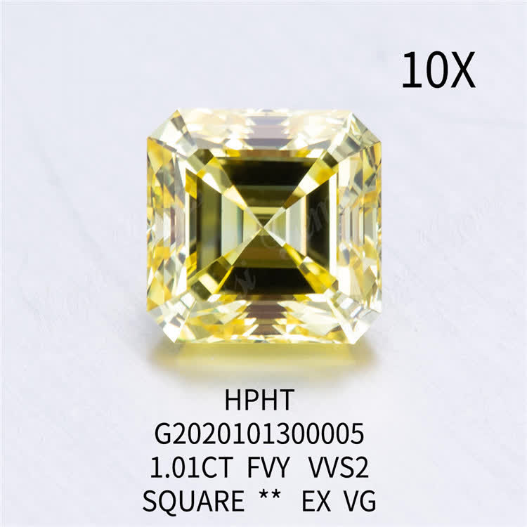 1.01ct FVY Square loose lab grown diamond EX VG - Buy 1.01ct lab grown diamond, 1ct lab grown diamond EX, 1ct loose lab grown diamond Product on Wuzhou Messi Gems Co.,LTD