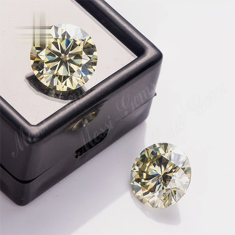 4ct 10mm GRA round cut yellow loose moissanite - Buy wholesale gemstone manufacturer, loose moisanite, china loose stone manufacturer Product on Wuzhou Messi Gems Co.,LTD