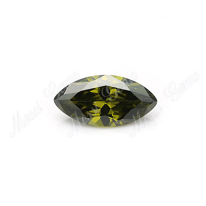 Loose Gemstone Marquise cut Color play or fire Olive cubic zirconia