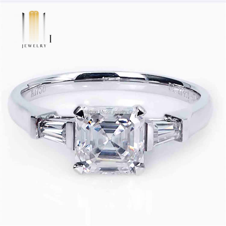 Pricess 4 prongs setting moissanite rings 18k wedding ring for women - Buy wedding gold jewelry, wedding ring, moissanite ring Product on Wuzhou Messi Gems Co.,LTD
