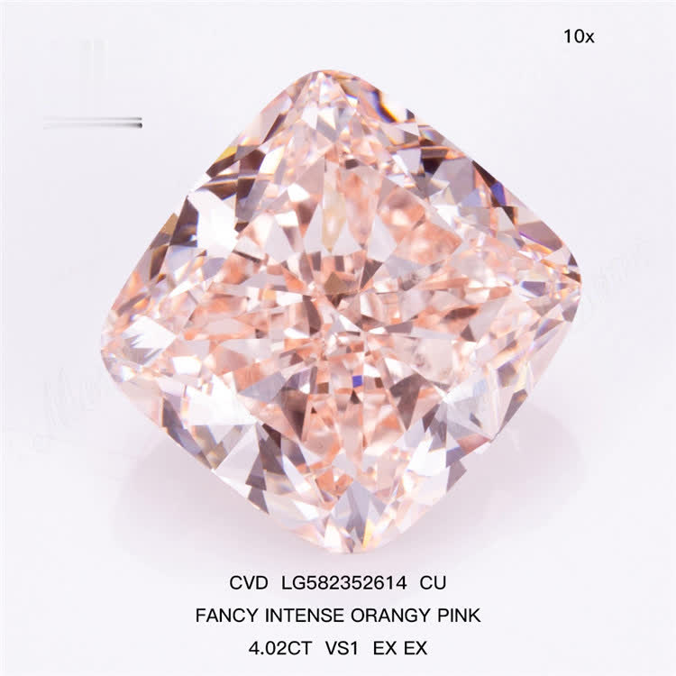 4.02CT VS1 EX EX CU FANCY INTENSE ORANGY Pink CVD Diamonds For Sale