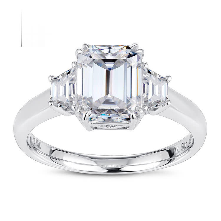 3CT E VVS1 White Gold 3 Stone Diamond Ring Custom