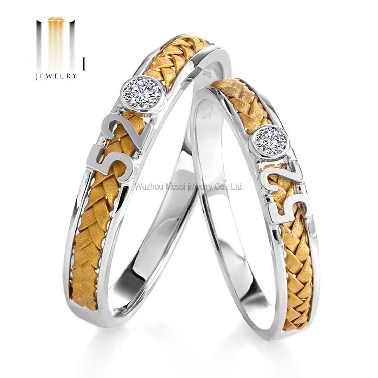 Custom real diamond jewelry 18k gold wedding band lovers rings