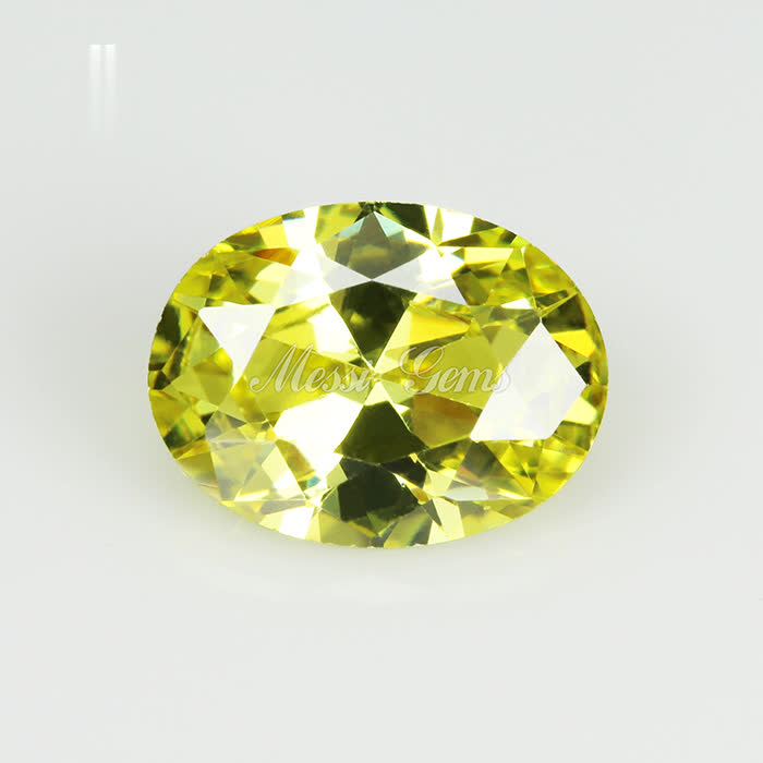 Oval 8x12mm Loose Gemstone Color play or fire Peridot cubic zirconia Heat