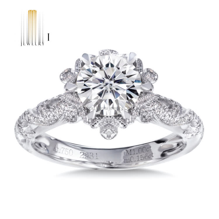 1ct moissanite diamond ring 14k 18k white gold jewelry gift for women - Buy 1ct moissanite diamond ring, Vvs White Moissanite Ring, Moissanite Wedding Ring Product on Wuzhou Messi Gems Co.,LTD
