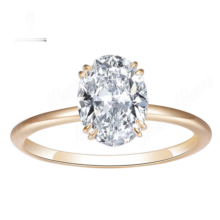 1.5 Carat OVAL Shape White/Rose Gold Solitaire Diamond Ring